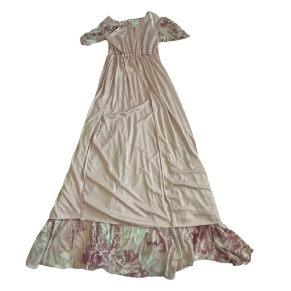 NWT Enfocus Studio Size 6 Pink Pleated Smocked Maxi Dress Short Fluttered Sleeve - Picture 9 of 16